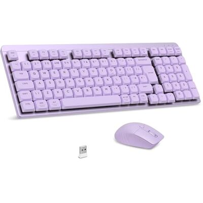 LeadsaiL Wireless Keyboard and Mouse Set, 2.4Ghz Wireless, UK Layout, Low-Profile Red Switch, 98-Key Compact Slim Mechanical Keyboard and Silent Mouse for Windows/MacOS PC Laptop Lavander LeadsaiL Wireless Keyboard and Mouse Set, 2.4Ghz Wireless, UK Layout, Low-Profile Red Switch, 98-Key Compact Slim Mechanical Keyboard and Silent Mouse for Windows/MacOS PC Laptop Lavander