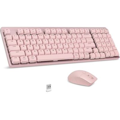 LeadsaiL Wireless Keyboard and Mouse Set, 2.4Ghz Wireless, US Layout, Low-Profile Red Switch, 98-Key Compact Slim Mechanical Keyboard and Silent Mouse for Windows/MacOS PC Laptop Pink LeadsaiL Wireless Keyboard and Mouse Set, 2.4Ghz Wireless, US Layout, Low-Profile Red Switch, 98-Key Compact Slim Mechanical Keyboard and Silent Mouse for Windows/MacOS PC Laptop Pink