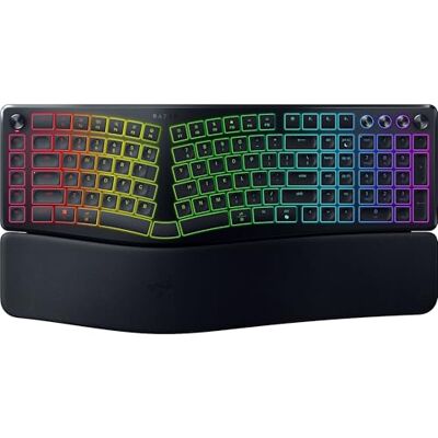 Razer Pro Type Ergo Wireless split ergonomic RGB keyboard Ultra-slim concave keys AI Prompt Master Full-size with macro key row QWERTY US layout Black Razer Pro Type Ergo Wireless split ergonomic RGB keyboard Ultra-slim concave keys AI Prompt Master Full-size with macro key row QWERTY US layout Black