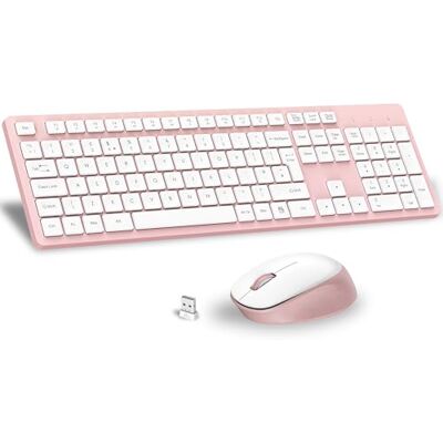 LeadsaiL Wireless Keyboard and Mouse Set, 2.4GHz USB Computer Keyboards and Mouse Combo, Soft Touch, Full Size UK QWERTY Layout with 12 Multimedia Shortcuts for HP/Lenovo Laptop and Mac-Pink and White LeadsaiL Wireless Keyboard and Mouse Set, 2.4GHz USB Computer Keyboards and Mouse Combo, Soft Touch, Full Size UK QWERTY Layout with 12 Multimedia Shortcuts for HP/Lenovo Laptop and Mac-Pink and White