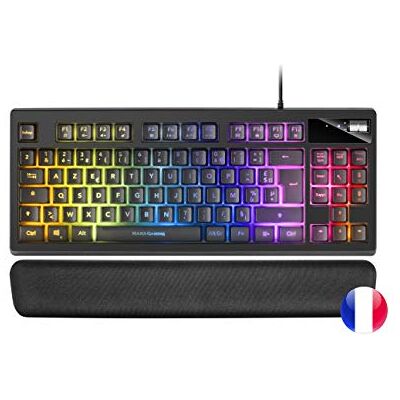 Mars Gaming MKAXFR TKL H-Mech Compact Keyboard, RGB Lighting 9 Effects, Gel Wrist Rest, Black, French Language Mars Gaming MKAXFR TKL H-Mech Compact Keyboard, RGB Lighting 9 Effects, Gel Wrist Rest, Black, French Language