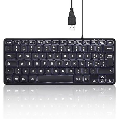 perixx PERIBOARD-332BIT USB Wired Backlit Mini Keyboard Large Fonts Low Profile Keys Adjustable White LED Backlight Italian Layout Black perixx PERIBOARD-332BIT USB Wired Backlit Mini Keyboard Large Fonts Low Profile Keys Adjustable White LED Backlight Italian Layout Black