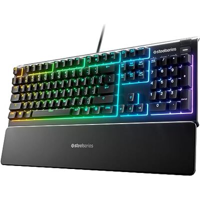 SteelSeries 64798 Apex 3 Gaming Keyboard 10-Zone RGB Lighting Premium Magnetic Wrist Rest Spanish QWERTY Layout, Black SteelSeries 64798 Apex 3 Gaming Keyboard 10-Zone RGB Lighting Premium Magnetic Wrist Rest Spanish QWERTY Layout, Black