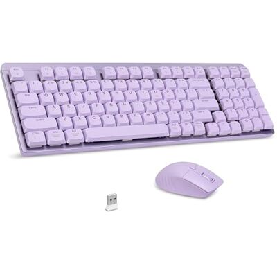 LeadsaiL Wireless Keyboard and Mouse Set, 2.4Ghz Wireless, US Layout, Low-Profile Red Switch, 98-Key Compact Slim Mechanical Keyboard and Silent Mouse for Windows/MacOS PC Laptop Purple LeadsaiL Wireless Keyboard and Mouse Set, 2.4Ghz Wireless, US Layout, Low-Profile Red Switch, 98-Key Compact Slim Mechanical Keyboard and Silent Mouse for Windows/MacOS PC Laptop Purple