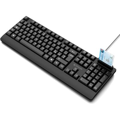 Atlantis Keyboard with Integrated SmartCard Reader, Italian QWERTY, CNS Reading, CRS, Health Card, Digital Signature, USB Connector, 1.5 m Cable – Black Atlantis Keyboard with Integrated SmartCard Reader, Italian QWERTY, CNS Reading, CRS, Health Card, Digital Signature, USB Connector, 1.5 m Cable – Black