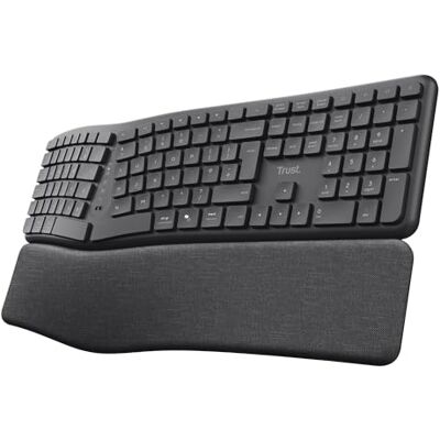Trust Arvia Silent Wireless Ergonomic Keyboard QWERTY UK Layout, Black Trust Arvia Silent Wireless Ergonomic Keyboard QWERTY UK Layout, Black