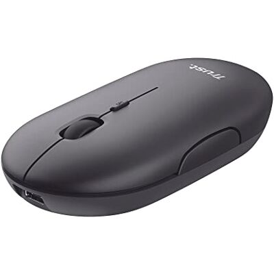 Trust Puck Wireless Mouse, Bluetooth or 2.4 GHz with USB Mini-Receiver, Rechargeable Battery, Silent Clicks, DPI Button, Light Computer Mouse for Laptop, PC, Mac, Chromebook Black Trust Puck Wireless Mouse, Bluetooth or 2.4 GHz with USB Mini-Receiver, Rechargeable Battery, Silent Clicks, DPI Button, Light Computer Mouse for Laptop, PC, Mac, Chromebook Black