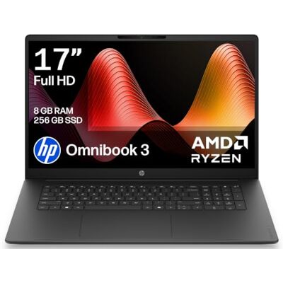 HP OmniBook 3 17.3” Laptop AMD Ryzen 5 40 8GB RAM 256GB SSD Full HD IPS Anti-glare Display Up to 12hrs Battery Fast Charge Windows 11 17-dp0000sax Charger Sold Separately HP OmniBook 3 17.3” Laptop AMD Ryzen 5 40 8GB RAM 256GB SSD Full HD IPS Anti-glare Display Up to 12hrs Battery Fast Charge Windows 11 17-dp0000sax Charger Sold Separately