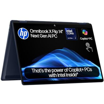 HP OmniBook X Flip Next Gen AI Laptop Intel Core Ultra 7-256V 16GB RAM 1TB 14” 2K OLED Touchscreen Intel Arc 140V Up to 22.75hrs Battery Fast Charge Windows 11 Charger Sold Separately HP OmniBook X Flip Next Gen AI Laptop Intel Core Ultra 7-256V 16GB RAM 1TB 14” 2K OLED Touchscreen Intel Arc 140V Up to 22.75hrs Battery Fast Charge Windows 11 Charger Sold Separately