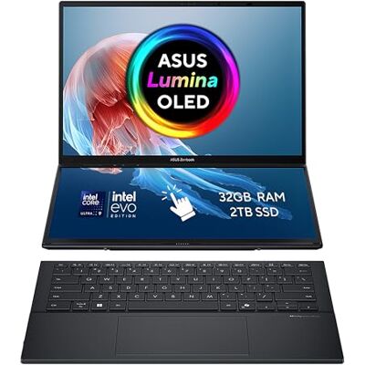 Asus Zenbook Duo 14 OLED UX8406CA laptop 14.0" 120Hz 3K dual-touchscreen Intel Core Ultra 9-285H 32GB RAM 2TB SSD Detachable keyboard Windows 11 Asus Zenbook Duo 14 OLED UX8406CA laptop 14.0" 120Hz 3K dual-touchscreen Intel Core Ultra 9-285H 32GB RAM 2TB SSD Detachable keyboard Windows 11