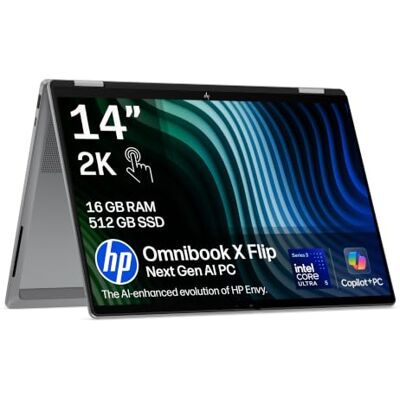 HP OmniBook X Flip Next Gen AI Laptop Intel Core Ultra 5 325 16GB RAM 512GB SSD 14” 2K IPS Touchscreen Backlit Keyboard Fast Charge Windows 11 14-kb0508sax Charger Sold Separately HP OmniBook X Flip Next Gen AI Laptop Intel Core Ultra 5 325 16GB RAM 512GB SSD 14” 2K IPS Touchscreen Backlit Keyboard Fast Charge Windows 11 14-kb0508sax Charger Sold Separately