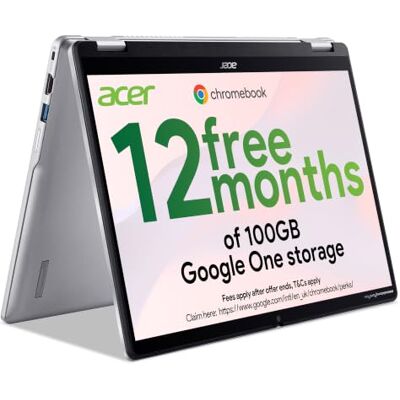 Acer Chromebook Spin 314 CP314-2HN Convertible Laptop Intel N100, 4GB, 64GB eMMC, Integrated Graphics, 14" WUXGA Touchscreen Display, Google Chrome OS, Silver Charger not included Acer Chromebook Spin 314 CP314-2HN Convertible Laptop Intel N100, 4GB, 64GB eMMC, Integrated Graphics, 14" WUXGA Touchscreen Display, Google Chrome OS, Silver Charger not included