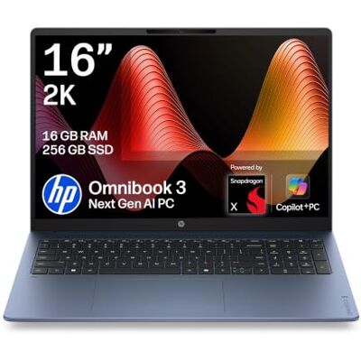 HP OmniBook 3 Next Gen AI Laptop Snapdragon X 16GB RAM 256GB SSD 16” 2K IPS Anti-glare Display Adreno Graphics Fast Charge Windows 11 16-bz0002sax Charger Sold Separately HP OmniBook 3 Next Gen AI Laptop Snapdragon X 16GB RAM 256GB SSD 16” 2K IPS Anti-glare Display Adreno Graphics Fast Charge Windows 11 16-bz0002sax Charger Sold Separately
