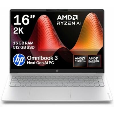 HP OmniBook 3 Next Gen AI Laptop AMD Ryzen AI 5 16GB RAM 512GB SSD 16” 2K IPS Anti-glare Display AMD Radeon 840M Graphics Fast Charge Windows 11 16-bv0002sax Charger Sold Separately HP OmniBook 3 Next Gen AI Laptop AMD Ryzen AI 5 16GB RAM 512GB SSD 16” 2K IPS Anti-glare Display AMD Radeon 840M Graphics Fast Charge Windows 11 16-bv0002sax Charger Sold Separately