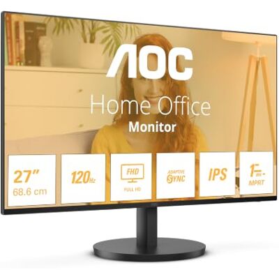 AOC 27B3HA2 27 Inch FHD Monitor, 100Hz, IPS, 1ms, FlickerFree, Speakers, 3 sided Frameless, LowBlue Light (1920 x 1080, 250 cd/m2, HDMI 2.0 / DP 1.4) AOC 27B3HA2 27 Inch FHD Monitor, 100Hz, IPS, 1ms, FlickerFree, Speakers, 3 sided Frameless, LowBlue Light (1920 x 1080, 250 cd/m2, HDMI 2.0 / DP 1.4)
