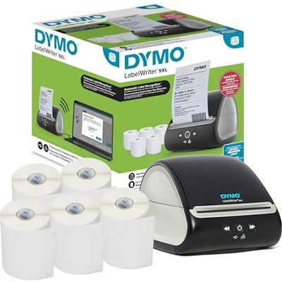 Dymo LabelWriter 5XL Label Printer Bundle, Prints Extra-Wide ShippingLabels (UPS, USPS) from Amazon, eBay, and More, Perfect for eCommerce Sellers, Includes 5 Extra-Large Shipping Labels (1100 Total) Dymo LabelWriter 5XL Label Printer Bundle, Prints Extra-Wide ShippingLabels (UPS, USPS) from Amazon, eBay, and More, Perfect for eCommerce Sellers, Includes 5 Extra-Large Shipping Labels (1100 Total)