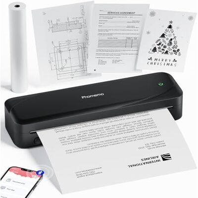 Phomemo A4 Portable Printer Wireless for Travel, Bluetooth Thermal Printer Inkless Printer Compatible with iOS, Android, Laptop for Office, Travel, Home, Study, Black Phomemo A4 Portable Printer Wireless for Travel, Bluetooth Thermal Printer Inkless Printer Compatible with iOS, Android, Laptop for Office, Travel, Home, Study, Black
