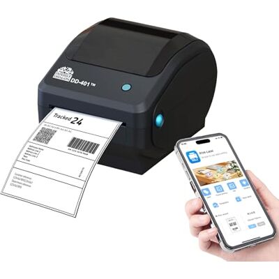 Dragon DD-401 4” Direct Thermal Label Printer (203 DPI, USB, Bluetooth & Wi-Fi) Compatible with Windows, Mac (USB only), Android & iOS Auto Calibration, Large Capacity Dragon DD-401 4” Direct Thermal Label Printer (203 DPI, USB, Bluetooth & Wi-Fi) Compatible with Windows, Mac (USB only), Android & iOS Auto Calibration, Large Capacity