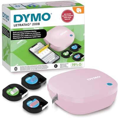 Dymo LetraTag 200B Pink Bluetooth Label Maker Value Pack Compact Label Printer Connects Through Bluetooth Wireless Technology to iOS and Android Includes 3 Assorted Label Tapes Dymo LetraTag 200B Pink Bluetooth Label Maker Value Pack Compact Label Printer Connects Through Bluetooth Wireless Technology to iOS and Android Includes 3 Assorted Label Tapes