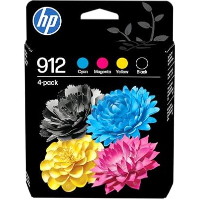 HP 912 Black/Cyan/Magenta/Yellow Original Ink Cartridges 4-Pack Compatible with OfficeJet Pro Series 8010, 8020, yield 250 pages (Black) / 315 pages (C/M/Y) (6ZC74AE) HP 912 Black/Cyan/Magenta/Yellow Original Ink Cartridges 4-Pack Compatible with OfficeJet Pro Series 8010, 8020, yield 250 pages (Black) / 315 pages (C/M/Y) (6ZC74AE)