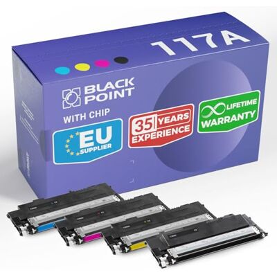 BLACK POINT Toner Set of 4 Compatible with HP 117A 43% More Efficiency W2070A W2071A W2072A W2073A for HP Color Laser MFP 179fwg 179fnw 178nwg 178nw Colour Laser 150a 150nw BLACK POINT Toner Set of 4 Compatible with HP 117A 43% More Efficiency W2070A W2071A W2072A W2073A for HP Color Laser MFP 179fwg 179fnw 178nwg 178nw Colour Laser 150a 150nw