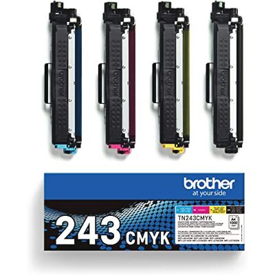 Brother TN-243BK/TN-243C/TN-243M/TN-243Y Toner Cartridges, Black/Cyan/Magenta/Yellow, Multi-Pack, Standard Yield, Includes 4 x Toner Cartridges, Genuine Supplies Brother TN-243BK/TN-243C/TN-243M/TN-243Y Toner Cartridges, Black/Cyan/Magenta/Yellow, Multi-Pack, Standard Yield, Includes 4 x Toner Cartridges, Genuine Supplies