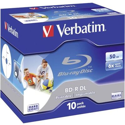 Verbatim 43736 BD-R DL 50GB 6x Printable 10 Pack Jewel Case Verbatim 43736 BD-R DL 50GB 6x Printable 10 Pack Jewel Case