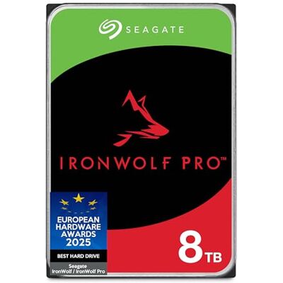 Seagate IronWolf Pro 8TB, Enterprise Internal NAS HDD, CMR 3.5 Inch, SATA 6GB/s, 7.200 RPM, 256MB Cache for RAID NAS, Data Rescue Services, Frustration Free Packaging (ST8000NTZ01) Seagate IronWolf Pro 8TB, Enterprise Internal NAS HDD, CMR 3.5 Inch, SATA 6GB/s, 7.200 RPM, 256MB Cache for RAID NAS, Data Rescue Services, Frustration Free Packaging (ST8000NTZ01)