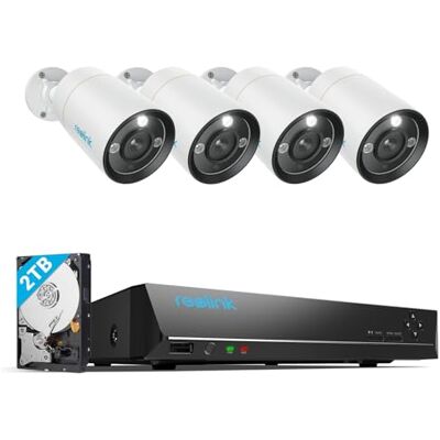 Reolink 4K+ 8CH PoE CCTV Security Camera System, 4X 12MP Security Camera Outdoor with Person/Vehicle Detection, Color Night Vision, 2TB HDD for 24/7 Recording, 2-Way Audio, RLK8-1200B4-A Reolink 4K+ 8CH PoE CCTV Security Camera System, 4X 12MP Security Camera Outdoor with Person/Vehicle Detection, Color Night Vision, 2TB HDD for 24/7 Recording, 2-Way Audio, RLK8-1200B4-A
