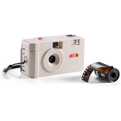 Praktica Reusable 35mm Film Camera with 36 Exposure Film Roll, Cream Retro Full Frame Focus Free Flash (1xAAA not included) Praktica Reusable 35mm Film Camera with 36 Exposure Film Roll, Cream Retro Full Frame Focus Free Flash (1xAAA not included)