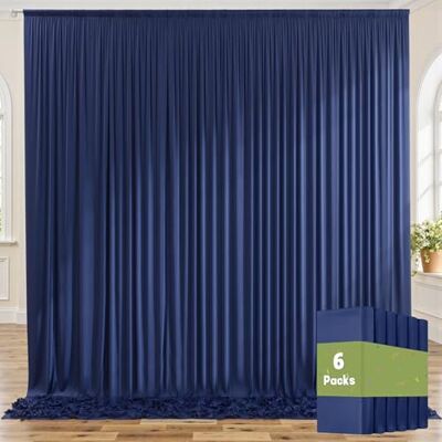 NSSONBEN 30ft x 10ft Wrinkle Free Navy Blue Backdrop Curtains for Parties, 6 Panels 5x10ft Silky Polyester Photo Backdrop Drapes for Wedding Birthday Graduation Photography Party Background Stand NSSONBEN 30ft x 10ft Wrinkle Free Navy Blue Backdrop Curtains for Parties, 6 Panels 5x10ft Silky Polyester Photo Backdrop Drapes for Wedding Birthday Graduation Photography Party Background Stand