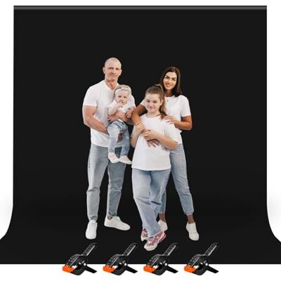 Heysliy Black Screen Backdrop Kit 9.8 × 9.8ft Portable Chromakey Black Cloth for Zoom, Streaming Heysliy Black Screen Backdrop Kit 9.8 × 9.8ft Portable Chromakey Black Cloth for Zoom, Streaming