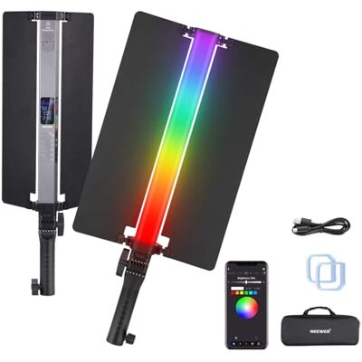 NEEWER RGB2 LED Tube Light Stick with Metal Barndoor, Handle, Touch Bar/APP/2.4G Control, Rechargeable Magnetic Handheld RGB Video Light, 2500K-10000K CRI98+ Dimmable Photography Lighting, 18 Scenes NEEWER RGB2 LED Tube Light Stick with Metal Barndoor, Handle, Touch Bar/APP/2.4G Control, Rechargeable Magnetic Handheld RGB Video Light, 2500K-10000K CRI98+ Dimmable Photography Lighting, 18 Scenes