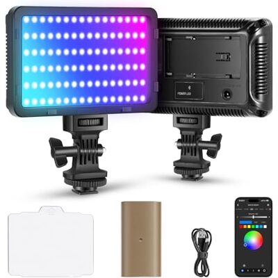 NEEWER RGB Video Light with 4000mAh NP-F750 Replacement Battery, APP Control 360° Full Color LED Camera Key Lighting CRI95+ Dimmable for Studio DSLR Camcorder Photography Recording Streaming, RGB176 NEEWER RGB Video Light with 4000mAh NP-F750 Replacement Battery, APP Control 360° Full Color LED Camera Key Lighting CRI95+ Dimmable for Studio DSLR Camcorder Photography Recording Streaming, RGB176