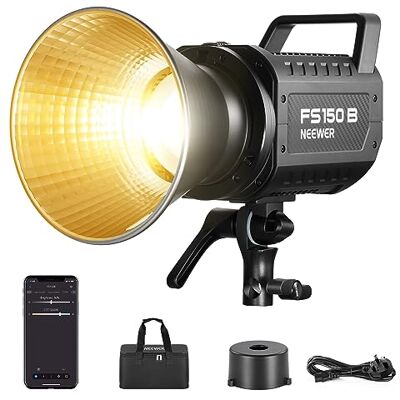 NEEWER FS150B Video Light with 2.4G/APP Control,130W Bi Color COB Silent Filming Continuous Output Lighting with 4 Types Precise Dimming, 72000lux/1m, 2700K-6500K, CRI 97+,12 Effects, Bowens Mount NEEWER FS150B Video Light with 2.4G/APP Control,130W Bi Color COB Silent Filming Continuous Output Lighting with 4 Types Precise Dimming, 72000lux/1m, 2700K-6500K, CRI 97+,12 Effects, Bowens Mount