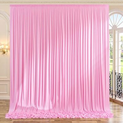 NSSONBEN 10ft x 10ft Wrinkle Free Pink Backdrop Curtains for Parties, Polyester Baby Pink Backdrop Drapes 2 Panels 5x10ft for Wedding Girl Birthday Party Photography Background NSSONBEN 10ft x 10ft Wrinkle Free Pink Backdrop Curtains for Parties, Polyester Baby Pink Backdrop Drapes 2 Panels 5x10ft for Wedding Girl Birthday Party Photography Background