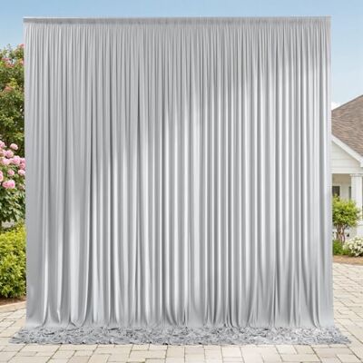 NSSONBEN 10ftx8ft Wrinkle Free Silver Backdrop Curtain for Parties, Thick Polyester Backdrop Drapes for Wedding Birthday Party Photography Background Baby Shower Decor NSSONBEN 10ftx8ft Wrinkle Free Silver Backdrop Curtain for Parties, Thick Polyester Backdrop Drapes for Wedding Birthday Party Photography Background Baby Shower Decor