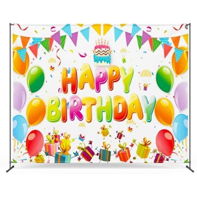 Zink Birthday Photo Backdrop Wrinkle-Free 4.5 Ft x 6 Ft Photo Studio Backdrop with Happy Birthday Text Zink Birthday Photo Backdrop Wrinkle-Free 4.5 Ft x 6 Ft Photo Studio Backdrop with Happy Birthday Text