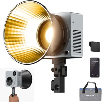 NEEWER 80W LED Video Light with 72Wh Battery & 100W PD Adapter APP/2.4G Control Portable Bi Color Mini COB Studio Continuous Output Lighting 25500lx/1m 2700-6500K 0-100% Dimming CRI95+ 13 Scene, HB80B NEEWER 80W LED Video Light with 72Wh Battery & 100W PD Adapter APP/2.4G Control Portable Bi Color Mini COB Studio Continuous Output Lighting 25500lx/1m 2700-6500K 0-100% Dimming CRI95+ 13 Scene, HB80B