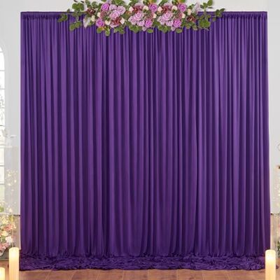 NSSONBEN 10x8 ft Wrinkle Free Purple Backdrop Curtains for Parties, Tihck Fabric Backdrop Drapes for Mermaid Birthday Wedding Photography Background Baby Shower Home Decor NSSONBEN 10x8 ft Wrinkle Free Purple Backdrop Curtains for Parties, Tihck Fabric Backdrop Drapes for Mermaid Birthday Wedding Photography Background Baby Shower Home Decor