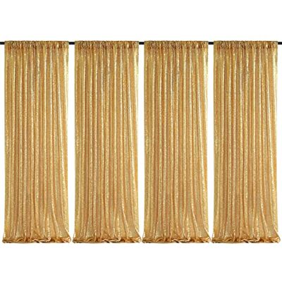 SoarDream Sequin Backdrop Curtain 4 Panels 2ftx8ft Wedding Ceremony Background Backdrop Glitter Shimmer Fabric Gold Backdrop Drapes SoarDream Sequin Backdrop Curtain 4 Panels 2ftx8ft Wedding Ceremony Background Backdrop Glitter Shimmer Fabric Gold Backdrop Drapes