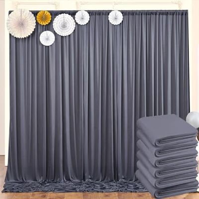 NSSONBEN 30ft x 10ft Wrinkle Free Charcoal Backdrop Curtains for Parties 6 Panels Silky Polyester Drapes for Wedding, Birthday, Photography Background Stand Included NSSONBEN 30ft x 10ft Wrinkle Free Charcoal Backdrop Curtains for Parties 6 Panels Silky Polyester Drapes for Wedding, Birthday, Photography Background Stand Included
