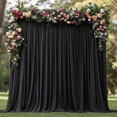 NSSONBEN Black Wrinkle Free Backdrop Curtains for Party Wedding Birthday Photography Decor 2 Panels 5x8 Feet Silky Washable Ironable NSSONBEN Black Wrinkle Free Backdrop Curtains for Party Wedding Birthday Photography Decor 2 Panels 5x8 Feet Silky Washable Ironable