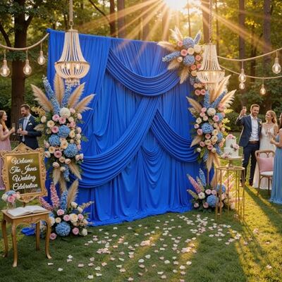 NSSONBEN Wrinkle Free 10x8 ft Royal Blue Backdrop Curtains for Parties, Polyester Backdrop Drapes Soft Back Drop for Birthday Wedding Photography Background Decorations NSSONBEN Wrinkle Free 10x8 ft Royal Blue Backdrop Curtains for Parties, Polyester Backdrop Drapes Soft Back Drop for Birthday Wedding Photography Background Decorations