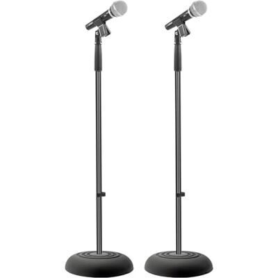 Pyle Microphone Stand Pair, Adjustable Boom Mic Stand with Compact Base, Heavy Duty Lightweight Floor Standing Mic Holder, Universal Adapter for Studio Recording and Stage Use Pyle Microphone Stand Pair, Adjustable Boom Mic Stand with Compact Base, Heavy Duty Lightweight Floor Standing Mic Holder, Universal Adapter for Studio Recording and Stage Use
