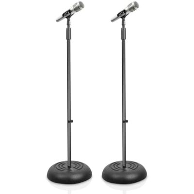 Pyle Microphone Stand Pair, Adjustable Boom Mic Stand with Compact Base, Heavy Duty Lightweight Floor Standing Mic Holder, Universal Adapter for Studio Recording and Stage Use Pyle Microphone Stand Pair, Adjustable Boom Mic Stand with Compact Base, Heavy Duty Lightweight Floor Standing Mic Holder, Universal Adapter for Studio Recording and Stage Use