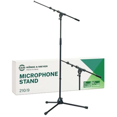 K&M König & Meyer 21090.500.55 Tripod Microphone Stand Adjustable Telescoping 2-Piece Boom Arm Professional Grade Heavy Duty with Folding Leg Base German Made Black K&M König & Meyer 21090.500.55 Tripod Microphone Stand Adjustable Telescoping 2-Piece Boom Arm Professional Grade Heavy Duty with Folding Leg Base German Made Black
