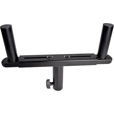 QTX Adjustable 35mm T-Bar Double Speaker Stand Adapter with 490mm Max Spread and 20kg Load Capacity Per Mount Durable Steel Construction, Black Finish QTX Adjustable 35mm T-Bar Double Speaker Stand Adapter with 490mm Max Spread and 20kg Load Capacity Per Mount Durable Steel Construction, Black Finish