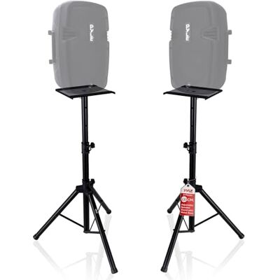 Pyle , Dual Studio Monitor, 2 Speaker Stand Mount Kit, Heavy Duty Tripod Pair, Adjustable Height Speaker Stands 85 to 135 cm, Metal Platform Base Easy Mobility Safety PIN for Structural Stability Pyle , Dual Studio Monitor, 2 Speaker Stand Mount Kit, Heavy Duty Tripod Pair, Adjustable Height Speaker Stands 85 to 135 cm, Metal Platform Base Easy Mobility Safety PIN for Structural Stability