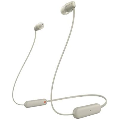 Sony WI-C100 Wireless In-ear Headphones Up to 25 hours of battery life Water resistant Built-in mic for phone calls Voice Assistant compatible Reliable Bluetooth® connection Taupe Sony WI-C100 Wireless In-ear Headphones Up to 25 hours of battery life Water resistant Built-in mic for phone calls Voice Assistant compatible Reliable Bluetooth® connection Taupe